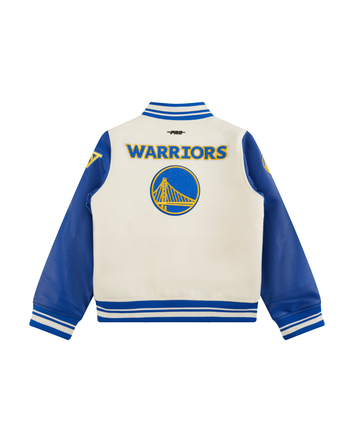 NBA GOLDEN STATE WARRIORS CLASSIC STUDIO BLOUSON COLLÉGIAL POUR GARÇON JUNIOR (COQUILLE D'ŒUF/BLEU ROYAL)