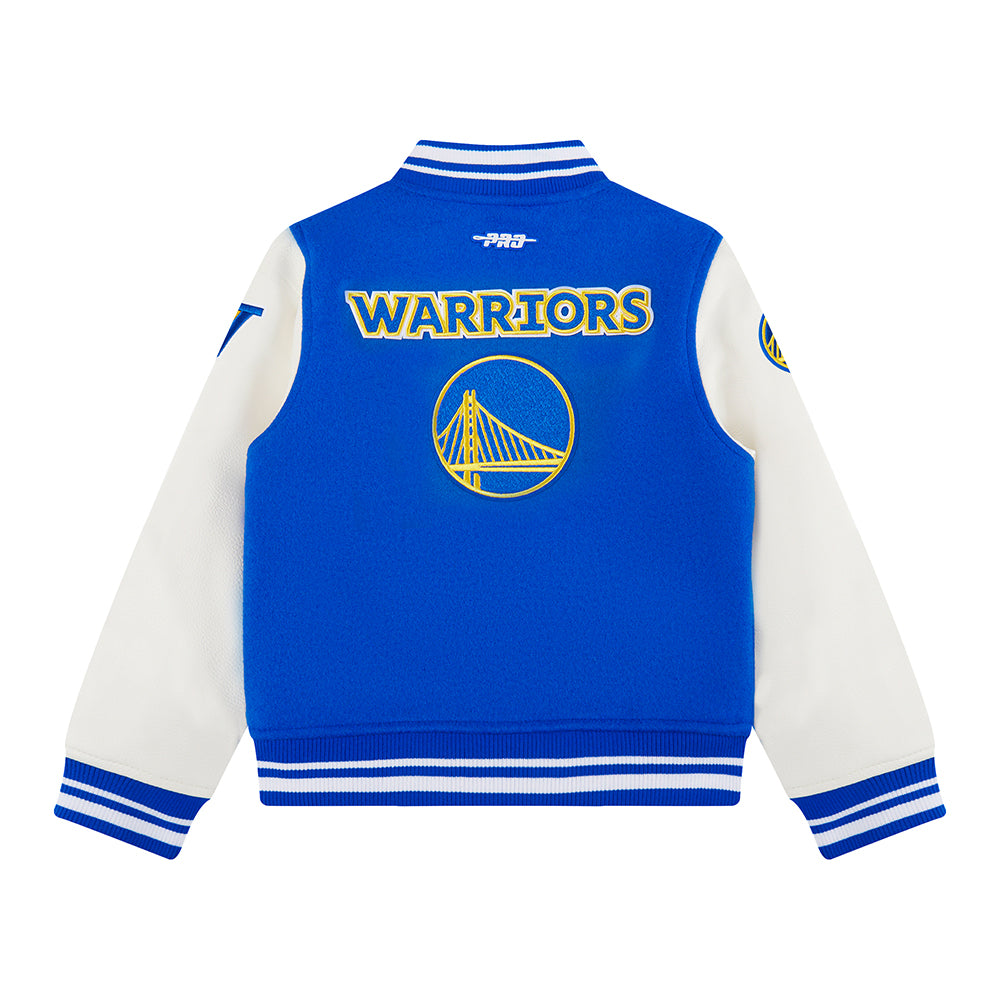 NBA GOLDEN STATE WARRIORS CLASSIC STUDIO BLOUSON COLLÉGIAL POUR GARÇON JUNIOR (BLEU ROYAL/BLANC)