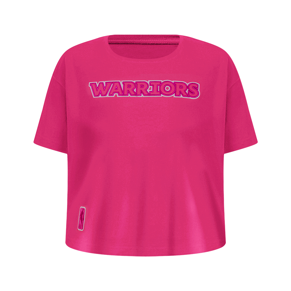 NBA GOLDEN STATE WARRIORS TRIPLE PINK BIG GIRL'S SHORT SLEEVE BOXY TEE (BEETROOT PURPLE)