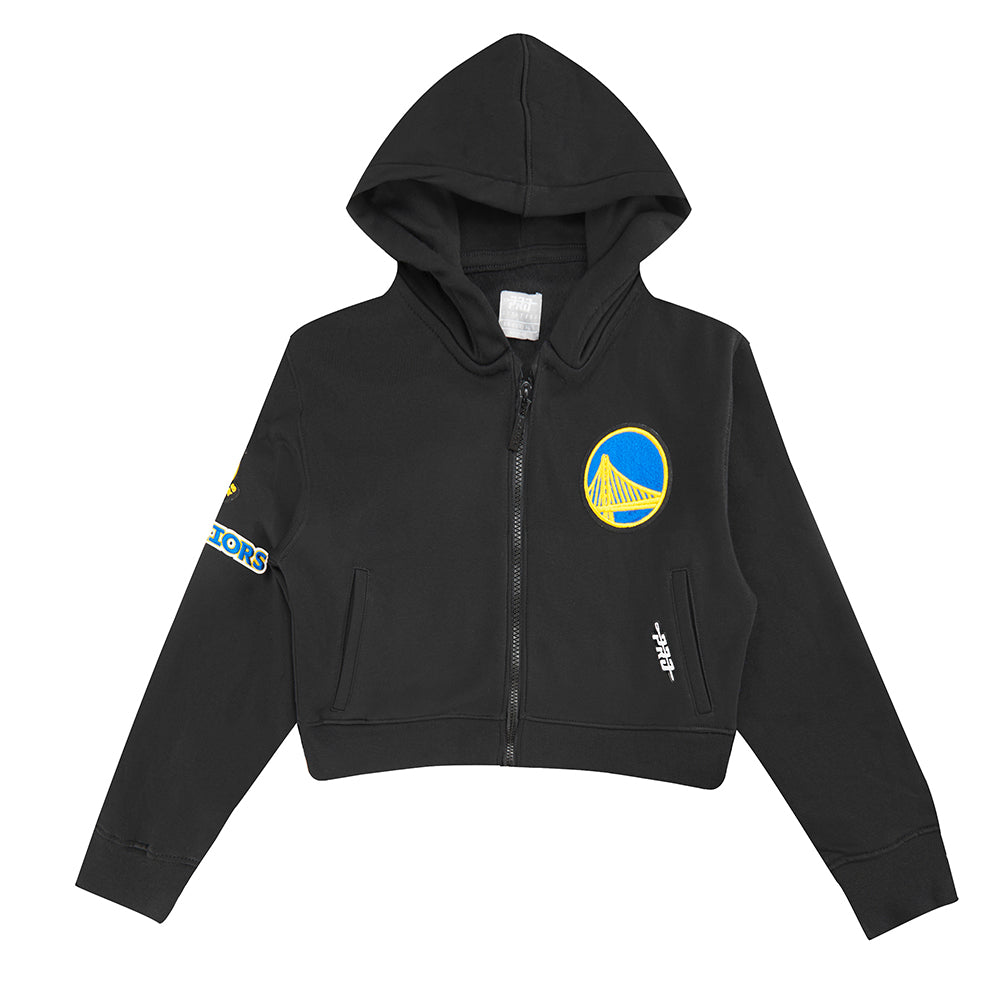 NBA GOLDEN STATE WARRIORS CLASSIC BIG GIRL'S FLC FZ HOODIE (BLACK)