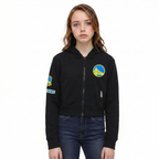 NBA GOLDEN STATE WARRIORS CLASSIC BIG GIRL'S FLC FZ HOODIE (BLACK)