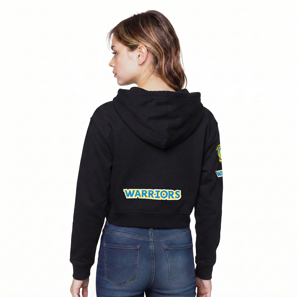 NBA GOLDEN STATE WARRIORS CLASSIC BIG GIRL'S FLC FZ HOODIE (BLACK)