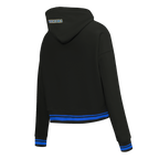 NBA GOLDEN STATE WARRIORS SCRIPT TAIL CHANDAIL À CAPUCHON COURT EN MOLLETON CÔTELÉ POUR FEMME (NOIR/BLEU ROYAL/NOIR)