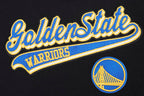 NBA GOLDEN STATE WARRIORS SCRIPT TAIL CHANDAIL À CAPUCHON COURT EN MOLLETON CÔTELÉ POUR FEMME (NOIR/BLEU ROYAL/NOIR)