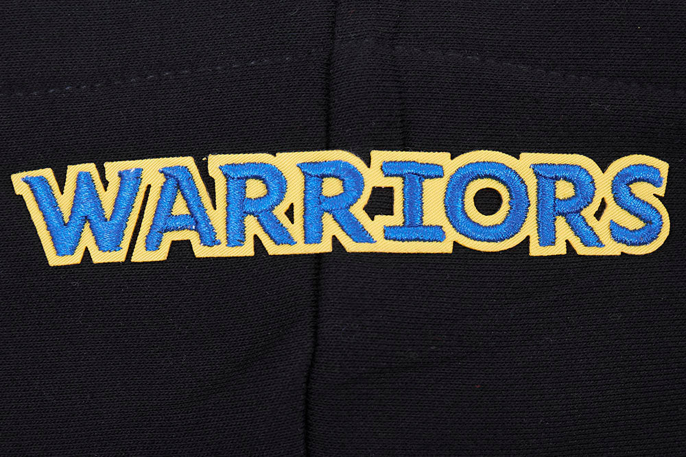 NBA GOLDEN STATE WARRIORS SCRIPT TAIL CHANDAIL À CAPUCHON COURT EN MOLLETON CÔTELÉ POUR FEMME (NOIR/BLEU ROYAL/NOIR)