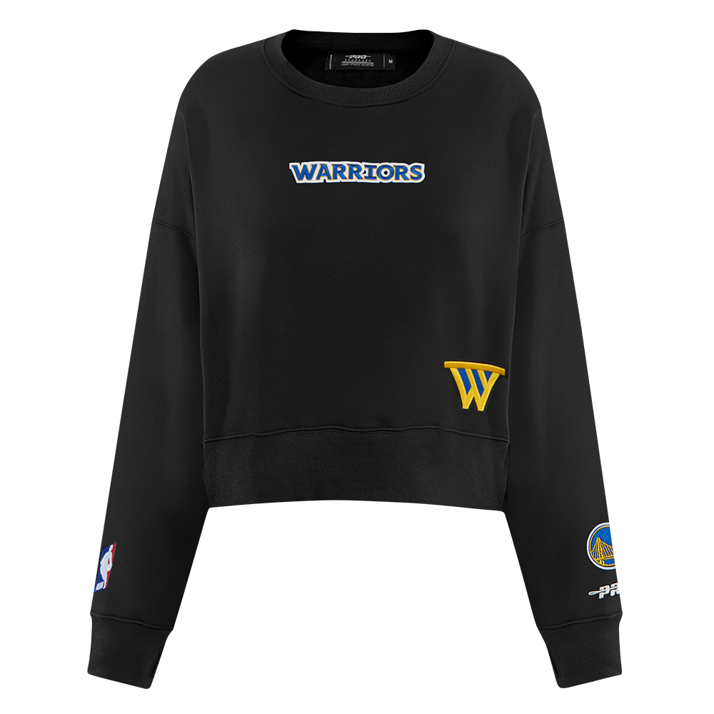 NBA GOLDEN STATE WARRIORS WINGSPAN WOMEN'S FLEECE CREWNECK (BLACK)