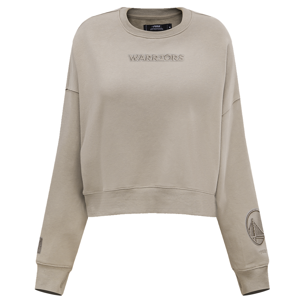NBA GOLDEN STATE WARRIORS WINGSPAN WOMEN'S FLEECE CREWNECK (TAUPE)
