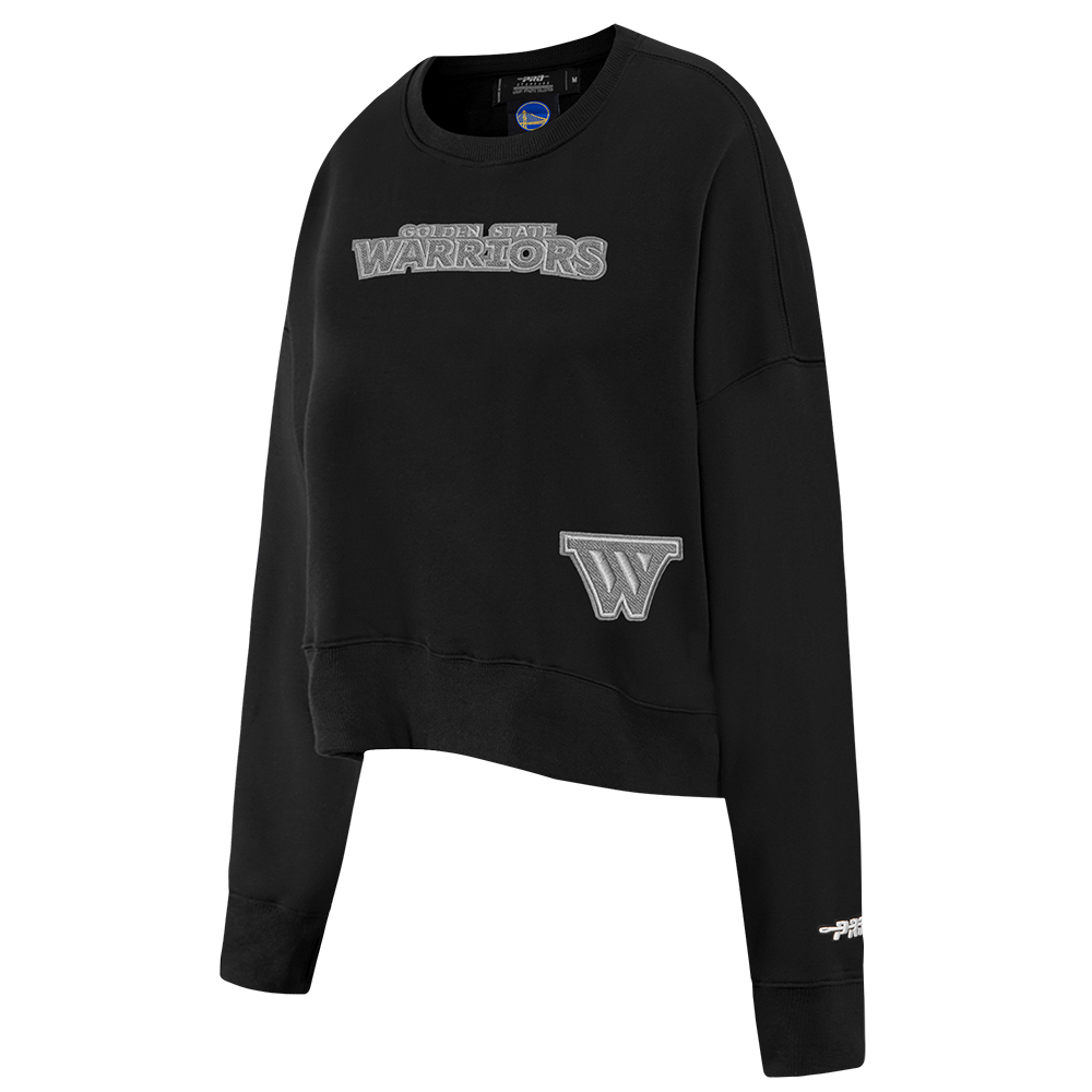 NBA GOLDEN STATE WARRIORS REVERSE FRENCH TERRY WOMEN'S FLEECE CREWNECK (BLACK)
