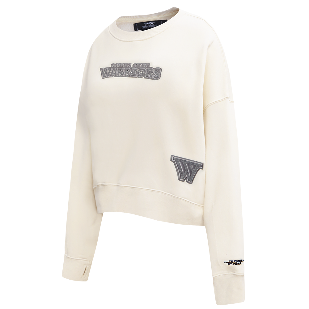 NBA GOLDEN STATE WARRIORS REVERSE FRENCH TERRY WOMEN'S FLEECE CREWNECK (EGGSHELL)