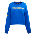 NBA GOLDEN STATE WARRIORS GAME DAY CLASSICS CHANDAIL À COL ROND EN MAILLE DOUBLE POUR FEMME (BLEU ROYAL)
