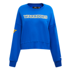 NBA GOLDEN STATE WARRIORS GAME DAY CLASSICS CHANDAIL À COL ROND EN MAILLE DOUBLE POUR FEMME (BLEU ROYAL)