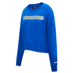 NBA GOLDEN STATE WARRIORS GAME DAY CLASSICS CHANDAIL À COL ROND EN MAILLE DOUBLE POUR FEMME (BLEU ROYAL)