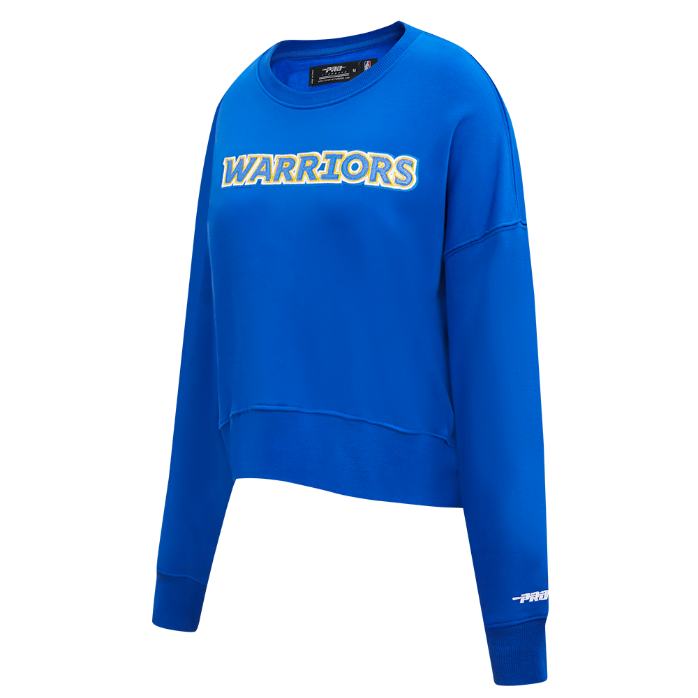 NBA GOLDEN STATE WARRIORS GAME DAY CLASSICS CHANDAIL À COL ROND EN MAILLE DOUBLE POUR FEMME (BLEU ROYAL)