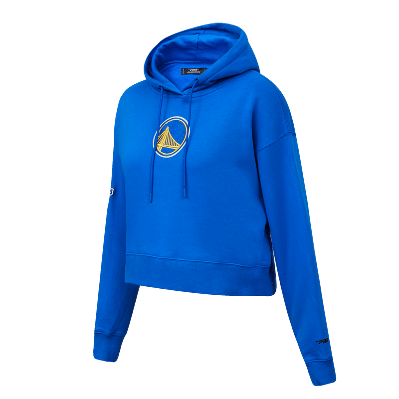 NBA GOLDEN STATE WARRIORS CLASSIC WOMEN'S CROPPED PULLOVER HOODIE (ROYAL BLUE)