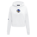 NBA GOLDEN STATE WARRIORS CLASSIC CHANDAIL À CAPUCHON COURT EN MOLLETON POUR FEMME (BLANC)