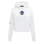 NBA GOLDEN STATE WARRIORS CLASSIC CHANDAIL À CAPUCHON COURT EN MOLLETON POUR FEMME (BLANC)