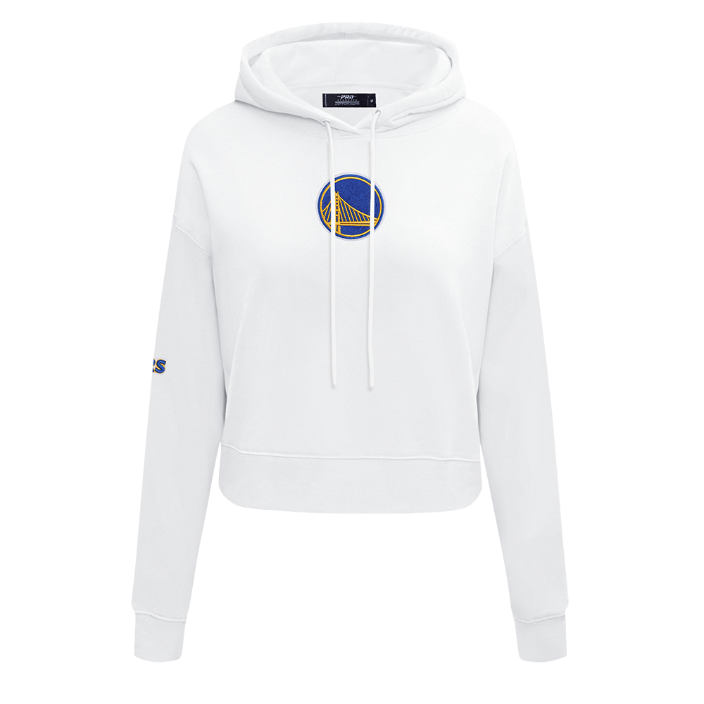 NBA GOLDEN STATE WARRIORS CLASSIC CHANDAIL À CAPUCHON COURT EN MOLLETON POUR FEMME (BLANC)