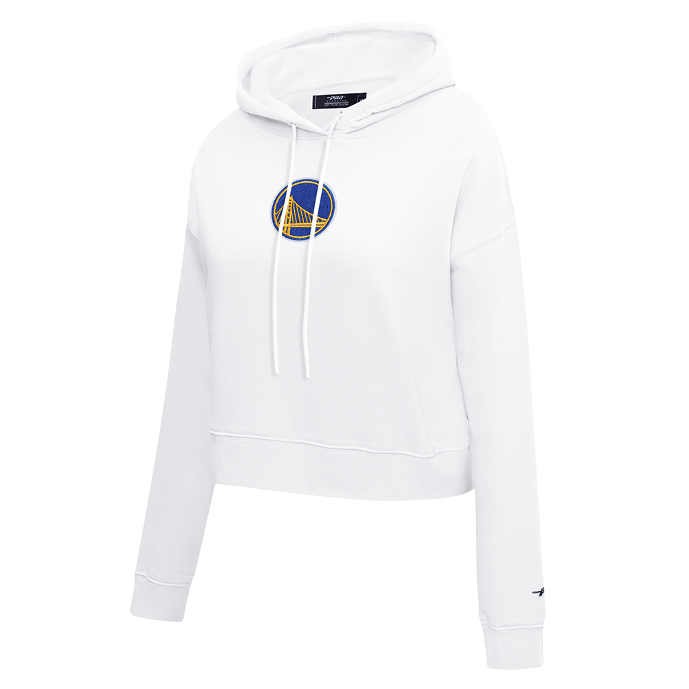 NBA GOLDEN STATE WARRIORS CLASSIC CHANDAIL À CAPUCHON COURT EN MOLLETON POUR FEMME (BLANC)