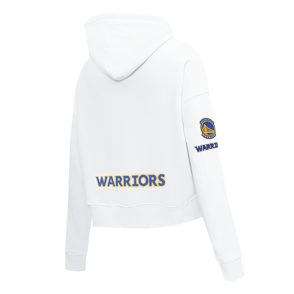 NBA GOLDEN STATE WARRIORS CLASSIC CHANDAIL À CAPUCHON COURT EN MOLLETON POUR FEMME (BLANC)