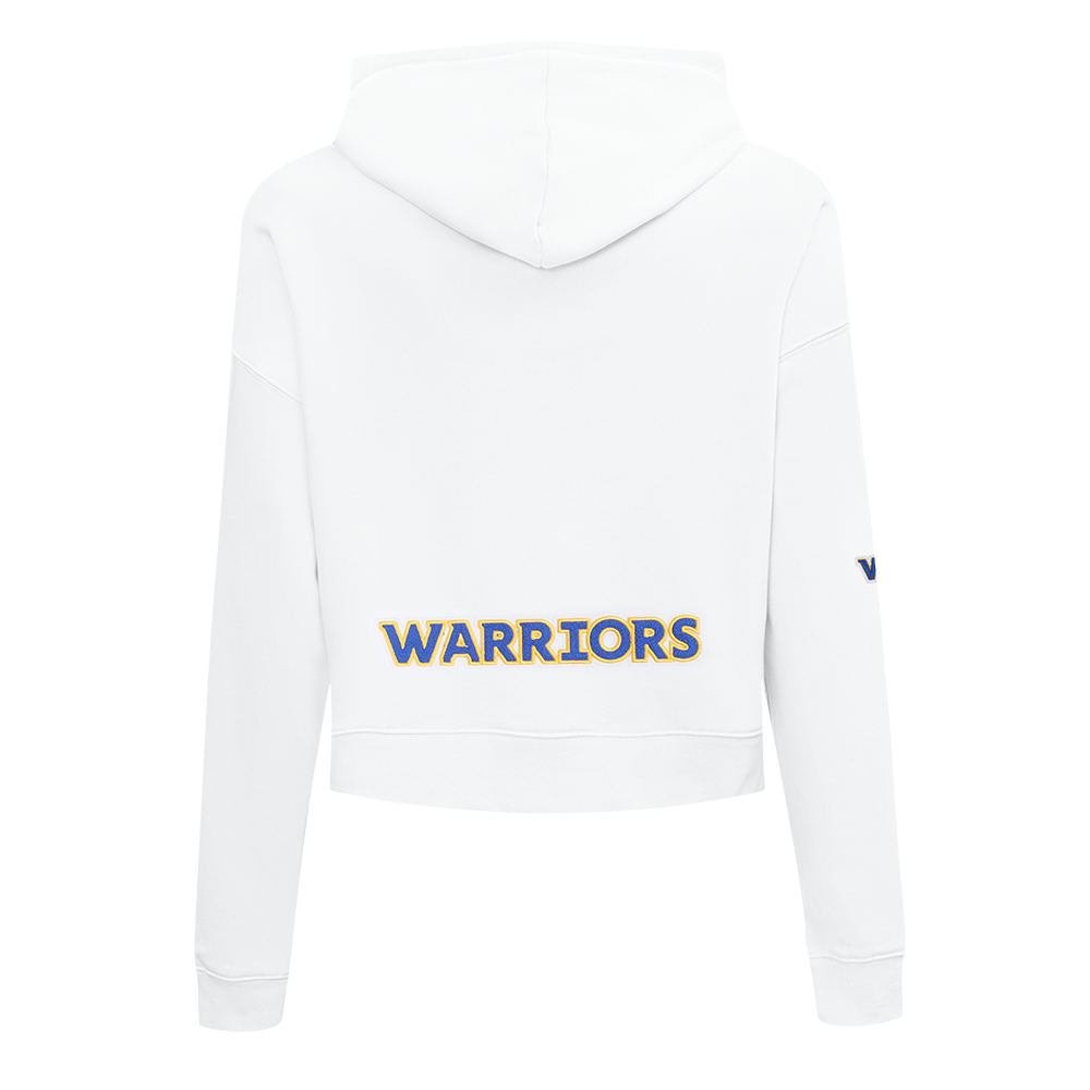 NBA GOLDEN STATE WARRIORS CLASSIC CHANDAIL À CAPUCHON COURT EN MOLLETON POUR FEMME (BLANC)