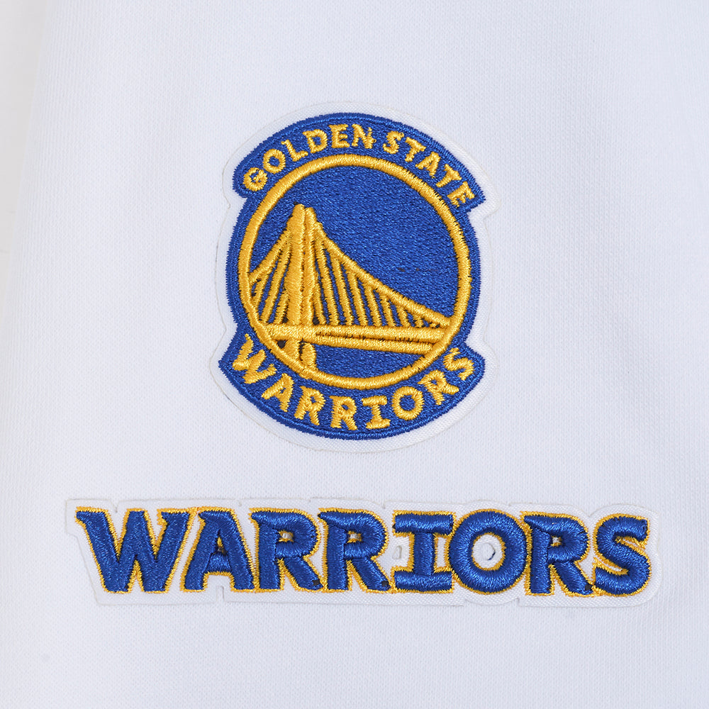 NBA GOLDEN STATE WARRIORS CLASSIC CHANDAIL À CAPUCHON COURT EN MOLLETON POUR FEMME (BLANC)