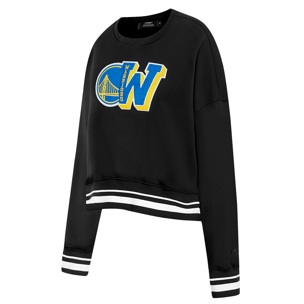 NBA GOLDEN STATE WARRIORS MASHUP WOMEN'S RIB CREWNECK (BLACK)