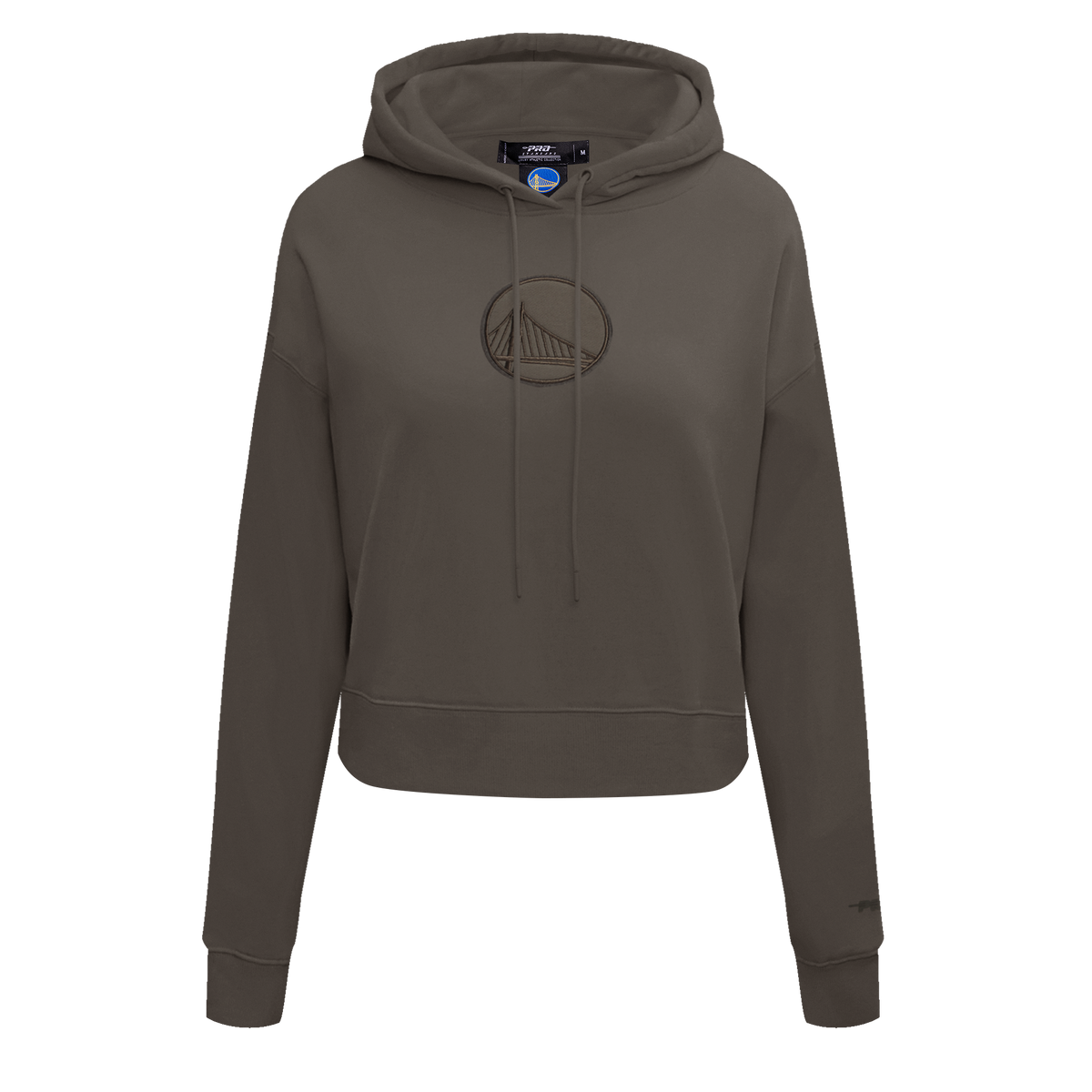 NBA GOLDEN STATE WARRIORS NEUTRAL CROPPED WOMEN'S PULLOVER HOODIE (DARK TAUPE)