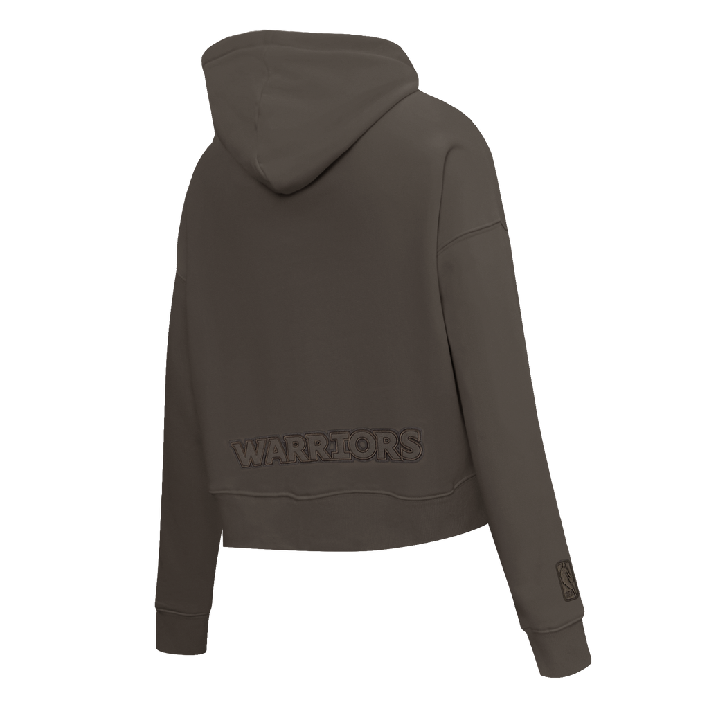 NBA GOLDEN STATE WARRIORS NEUTRAL CROPPED WOMEN'S PULLOVER HOODIE (DARK TAUPE)