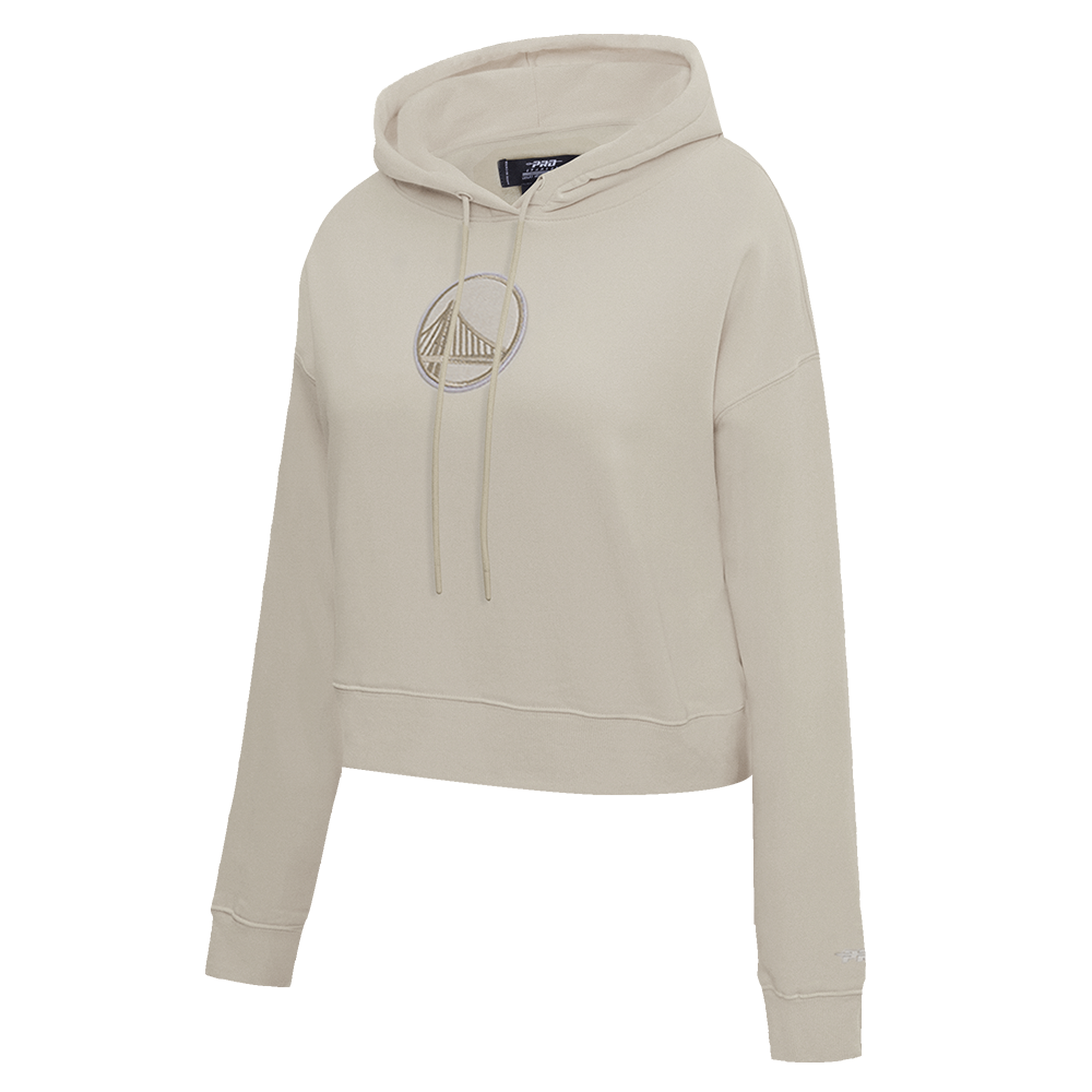 NBA GOLDEN STATE WARRIORS NEUTRAL WOMEN'S CROPPED PULLOVER HOODIE (TAUPE)