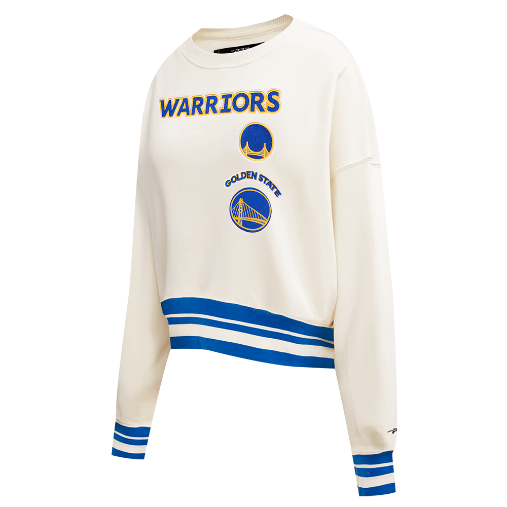 NBA GOLDEN STATE WARRIORS RETRO CLASSIC WOMEN'S CREWNECK (EGGSHELL/ROYAL BLUE)