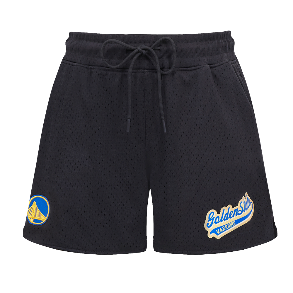 NBA GOLDEN STATE WARRIORS SCRIPT TAIL WOMEN'S MESH SHORT (BLACK)