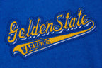 NBA GOLDEN STATE WARRIORS SCRIPT TAIL WOMEN'S WOOL VARSITY JACKET (ROYAL BLUE/WHITE)