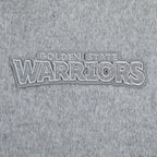 NBA GOLDEN STATE WARRIORS REVERSE FRENCH TERRY WOMEN'S VARSITY JACKET (BLACK/GRAY/EGGSHELL)