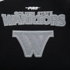 NBA GOLDEN STATE WARRIORS REVERSE FRENCH TERRY WOMEN'S VARSITY JACKET (BLACK/GRAY/EGGSHELL)