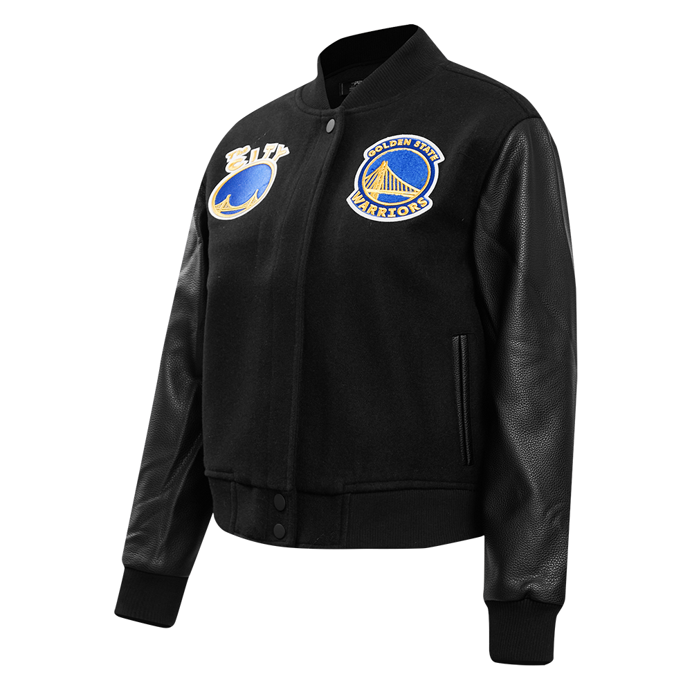 NBA GOLDEN STATE WARRIORS CLASSIC WOOL WOMEN'S VARSITY JACKET (JET BLACK)
