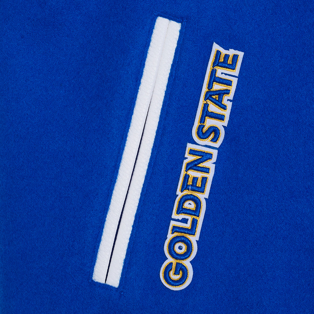 NBA GOLDEN STATE WARRIORS RETRO CLASSIC WOMEN'S RIB WOOL VARSITY JACKET (ROYAL BLUE/WHITE)