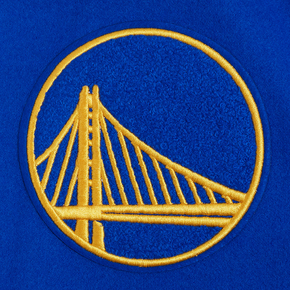 NBA GOLDEN STATE WARRIORS RETRO CLASSIC WOMEN'S RIB WOOL VARSITY JACKET (ROYAL BLUE/WHITE)