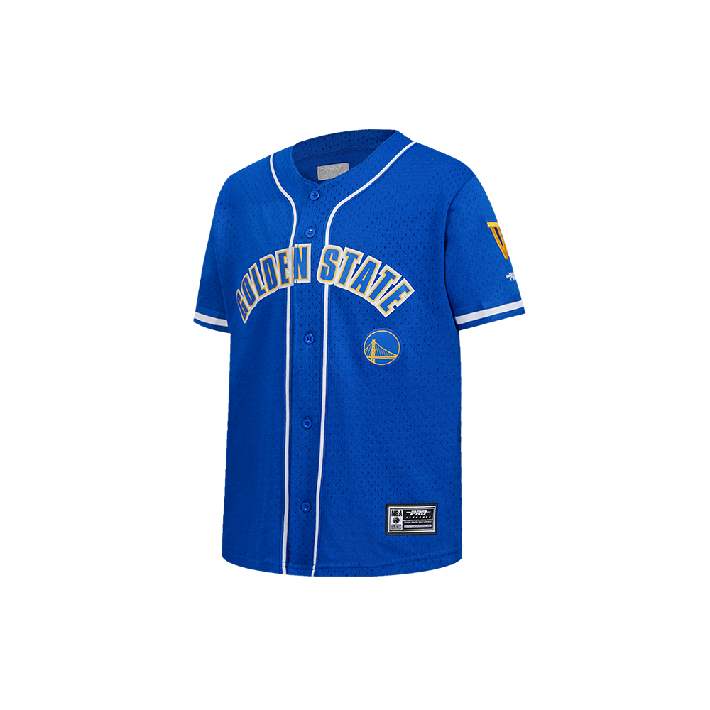 NBA GOLDEN STATE WARRIORS CLASSIC LITTLE BOYS MESH BUTTON DOWN SHIRT (ROYAL BLUE)