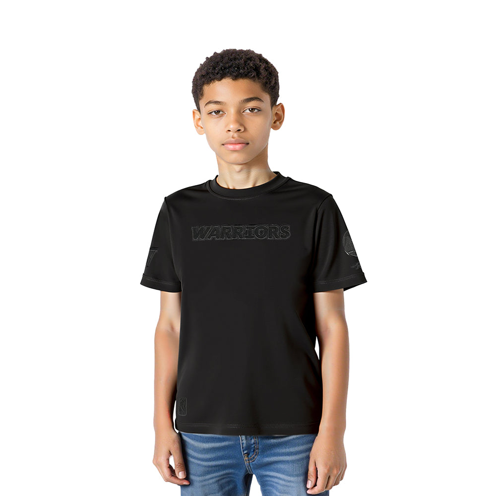 NBA GOLDEN STATE WARRIORS TRIPLE BLACK LITTLE BOY'S SHORT SLEEVE TEE (BLACK)