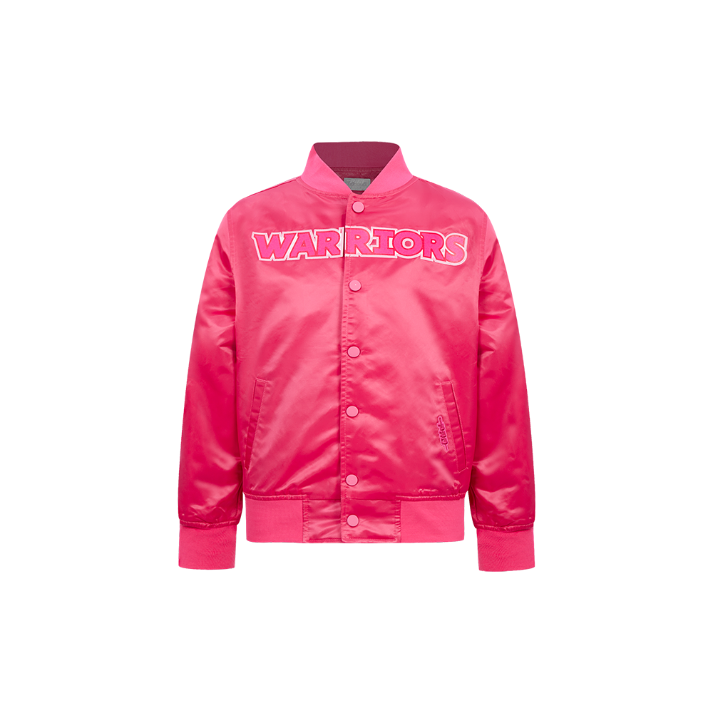 NBA GOLDEN STATE WARRIORS TRIPLE PINK LITTLE GIRL'S SATIN JACKET (BEETROOT PURPLE)