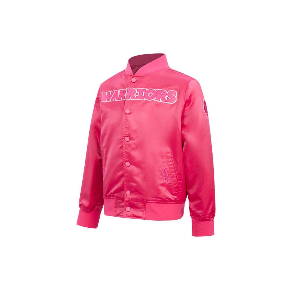 NBA GOLDEN STATE WARRIORS TRIPLE PINK LITTLE GIRL'S SATIN JACKET (BEETROOT PURPLE)