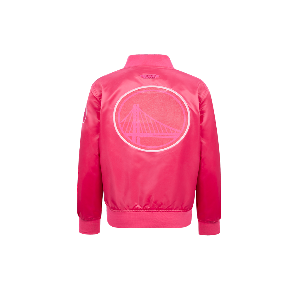 NBA GOLDEN STATE WARRIORS TRIPLE PINK LITTLE GIRL'S SATIN JACKET (BEETROOT PURPLE)