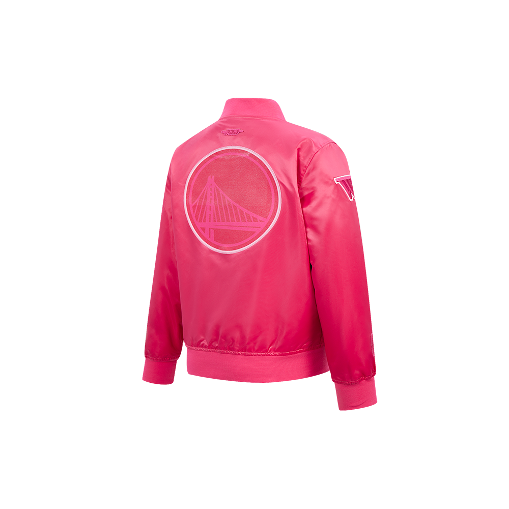 NBA GOLDEN STATE WARRIORS TRIPLE PINK LITTLE GIRL'S SATIN JACKET (BEETROOT PURPLE)
