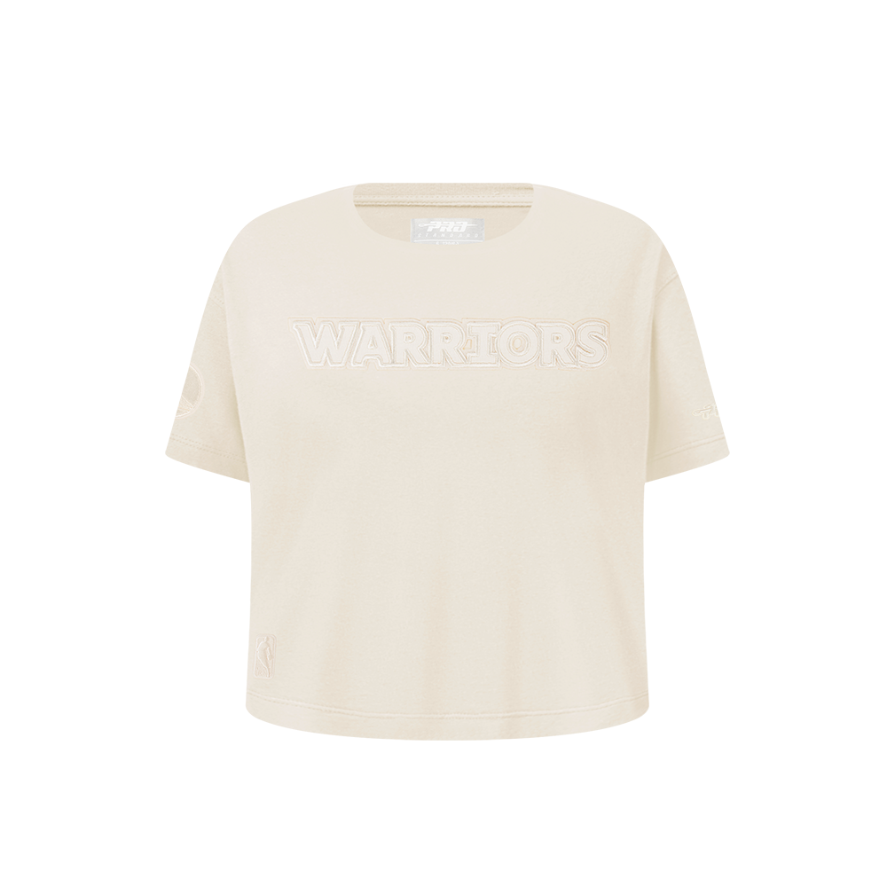 NBA GOLDEN STATE WARRIORS NEUTRAL LITTLE GIRL'S SHORT SLEEVE BOXY TEE (EGGSHELL)