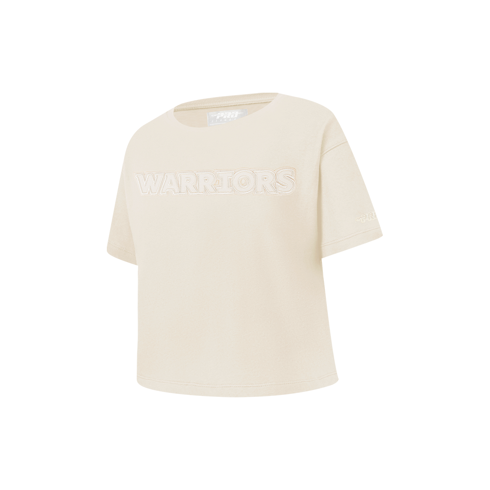 NBA GOLDEN STATE WARRIORS NEUTRAL LITTLE GIRL'S SHORT SLEEVE BOXY TEE (EGGSHELL)