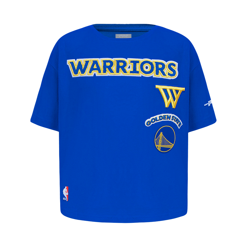 NBA GOLDEN STATE WARRIORS RETRO CLASSIC LITTLE GIRL'S SHORT SLEEVE BOXY TEE (ROYAL BLUE)