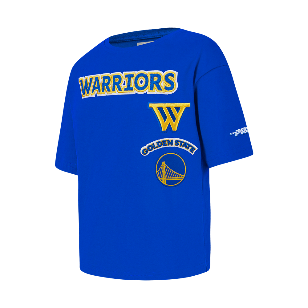 NBA GOLDEN STATE WARRIORS RETRO CLASSIC LITTLE GIRLS SHORT SLEEVE BOXY TEE (ROYAL BLUE)