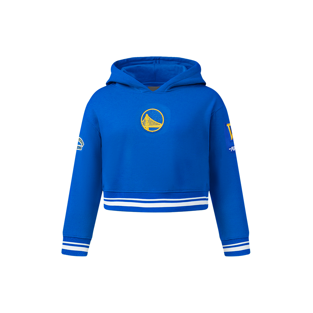 NBA GOLDEN STATE WARRIORS RETRO CLASSIC LITTLE GIRL'S RIB FLEECE PULLOVER HOODIE (ROYAL BLUE)