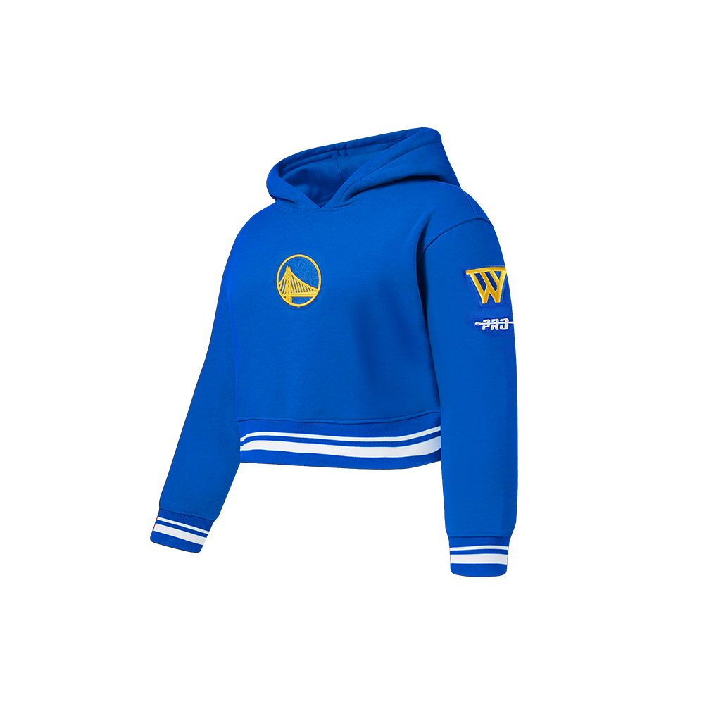 NBA GOLDEN STATE WARRIORS RETRO CLASSIC LITTLE GIRL'S RIB FLEECE PULLOVER HOODIE (ROYAL BLUE)