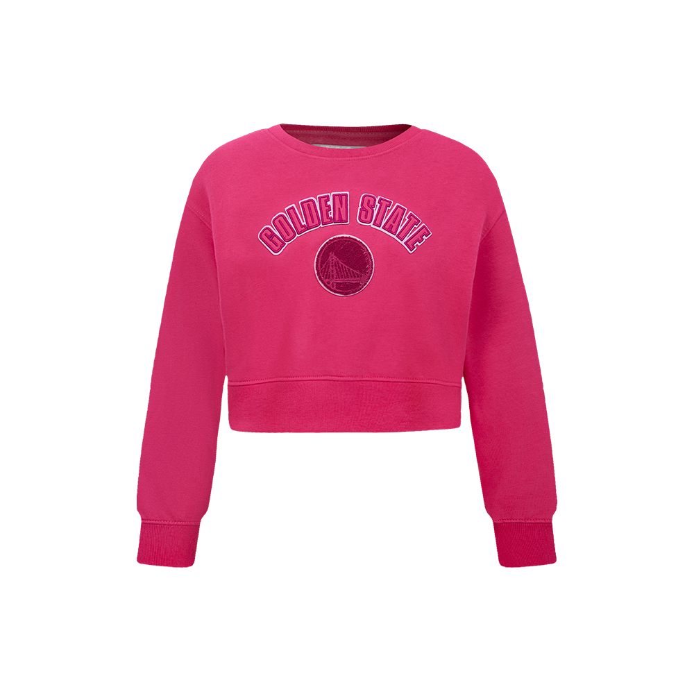 NBA GOLDEN STATE WARRIORS TRIPLE PINK LITTLE GIRL'S FLEECE CREWNECK (BEETROOT PURPLE)